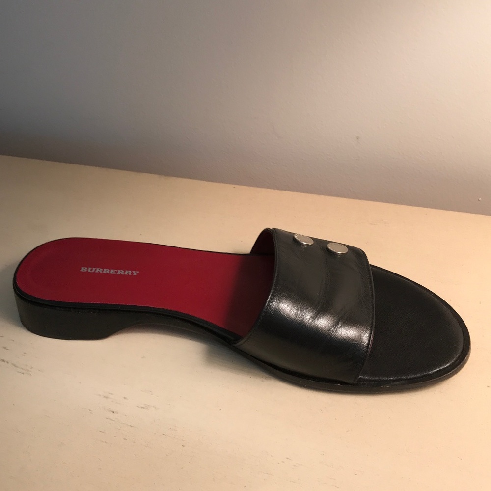 BURBERRY BLACK LEATHER SANDALS EUC - Picture 6 of 11